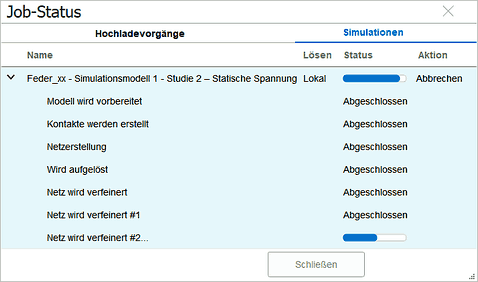 Datei:Software CAD - Tutorial - Analyse - Fusion 360 - Simulation Statisch Verfeinerung adaptiver Netze Job-Status.gif