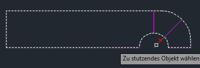 Datei:Software FEM - Tutorial - 2D-Bauteil - strukturiert - AutoCAD - Hilfsraster Linie Stutzen2.gif