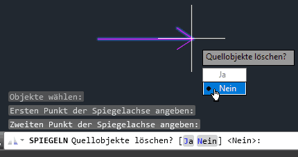 Datei:Software FEM - Tutorial - 2D-Bauteil - strukturiert - AutoCAD - Hilfsraster Pfeil Spiegeln.gif