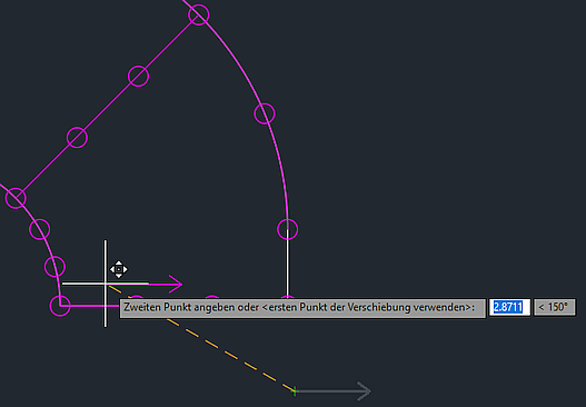 Datei:Software FEM - Tutorial - 2D-Bauteil - strukturiert - AutoCAD - Hilfsraster Pfeil Verschieben.gif