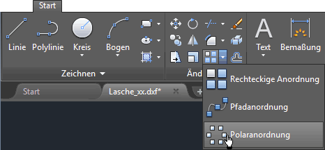 Datei:Software FEM - Tutorial - 2D-Bauteil - strukturiert - AutoCAD - Hilfsraster Polaranordnung-Befehl.gif