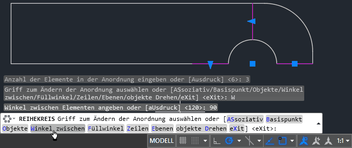 Datei:Software FEM - Tutorial - 2D-Bauteil - strukturiert - AutoCAD - Hilfsraster Polaranordnung-Konfig.gif