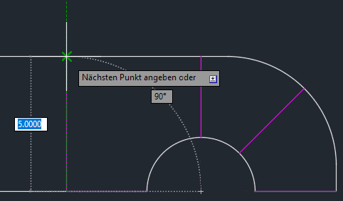 Datei:Software FEM - Tutorial - 2D-Bauteil - strukturiert - AutoCAD - Hilfsraster lotrechte Linie.gif
