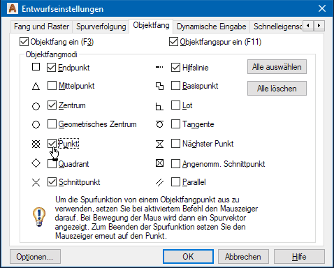 Datei:Software FEM - Tutorial - 2D-Bauteil - strukturiert - AutoCAD - KnotenNr Fangeinstellung Objektfang Punkt.gif