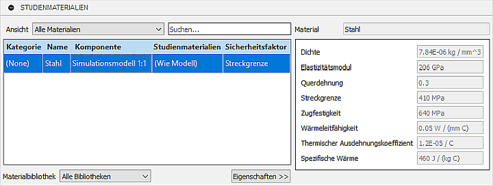 Datei:Software FEM - Tutorial - 2D Komponente - Belastung - Neue Studie - Studienmaterial Eigenschaften.gif