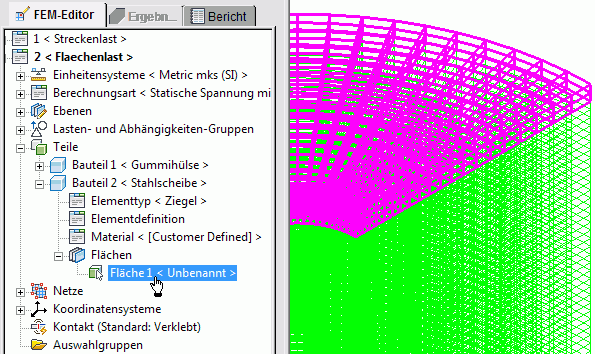 Datei:Software FEM - Tutorial - 3D-Mechanik - MP - Netz-Entfaltung Volumen Modell Flaechenlast Flaeche1 Stahlscheibe.gif