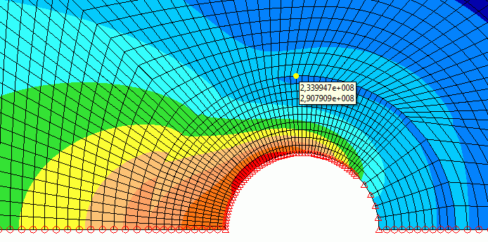 Datei:Software FEM - Tutorial - Belastung - Multiphysics - manuell - strukturiertes Netz - Spannung an Materialgrenze.gif
