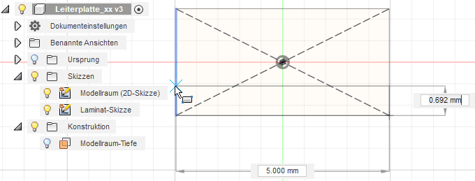Datei:Software FEM - Tutorial - Elektrostatik - Fusion - CAD-Modell - Bereiche - Laminat-Skizze Rechteck.gif