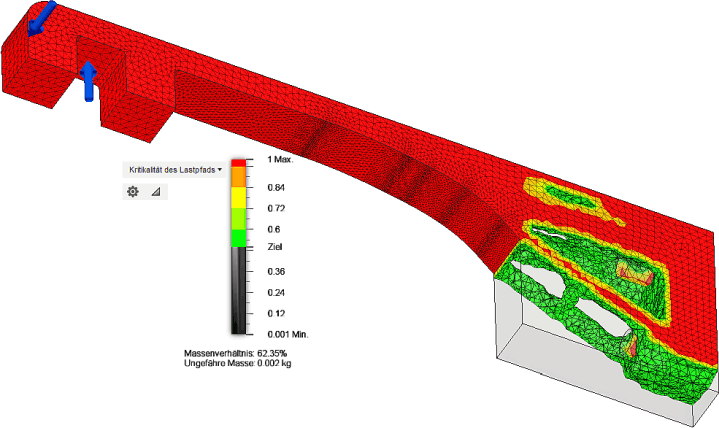Datei:Software FEM - Tutorial - Topologie-Optimierung Fusion-Formoptimierung-Ergebnis mit Querkraft.gif
