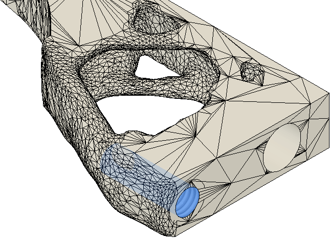 Datei:Software FEM - Tutorial - Topologie-Optimierung Fusion-Formoptimierung-Ergebnisnetz65 Gewindebohrung neu.gif