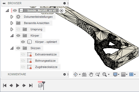 Datei:Software FEM - Tutorial - Topologie-Optimierung Fusion-Formoptimierung-Ergebnisnetz65 Konstruktionsverlauf neue Timeline.gif