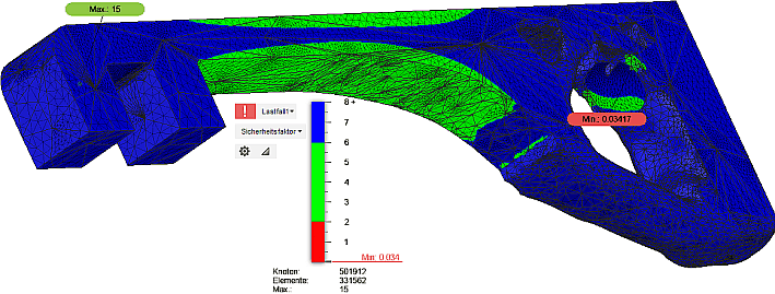 Datei:Software FEM - Tutorial - Topologie-Optimierung Fusion-Formoptimierung-Ergebnisnetz65 Simulation Si-Faktor.gif